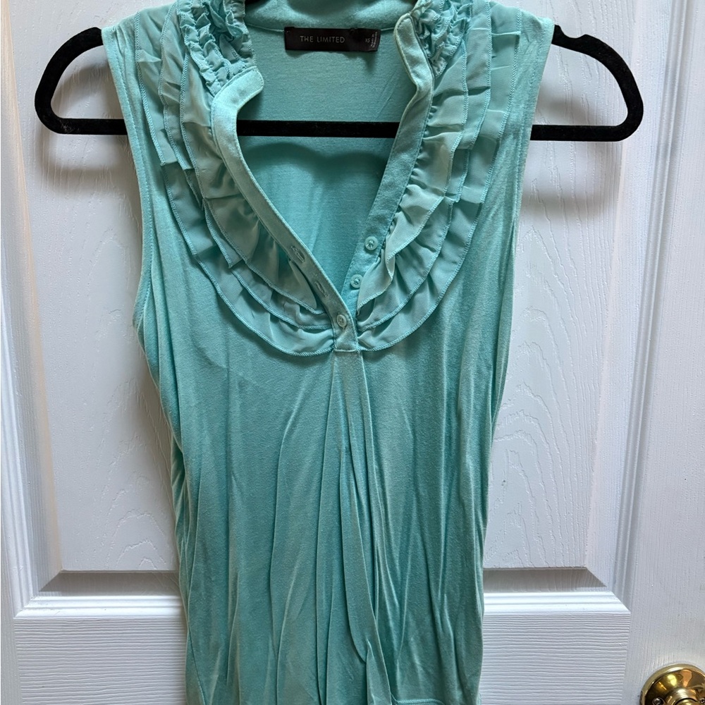 The Limited Women's Ruffled Sleeveless Blouse - Aqua
